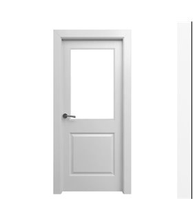 Puerta Blanca Plafonada Maciza Cristal Block
